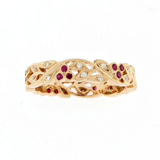 Spring Blossom Ring Rose Ruby Narrow