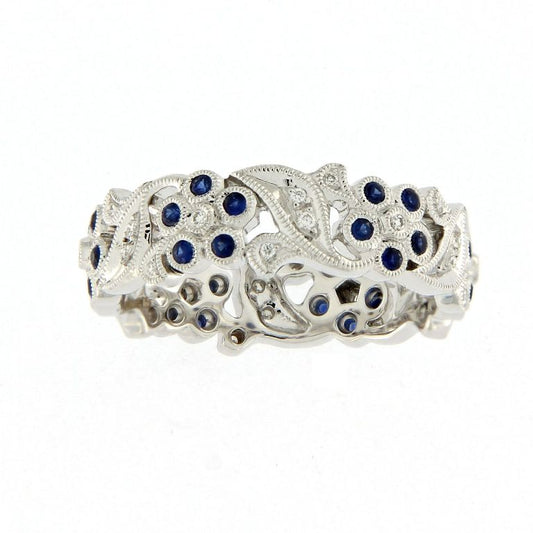 Blooming Elegance Ring Diamond Blue Sapphire
