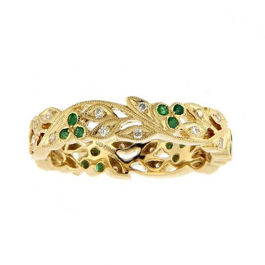 Spring Blossom Ring Yellow Diamond Emerald Narrow
