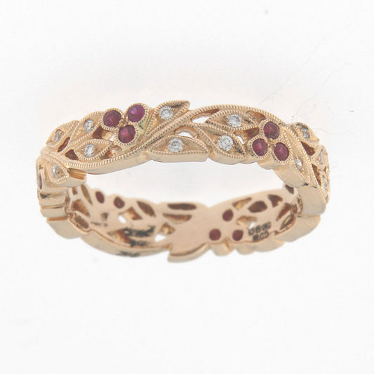 Spring Blossom Ring Rose Ruby Narrow